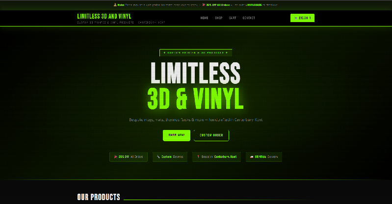 Limitless 3D & Vinyl Website